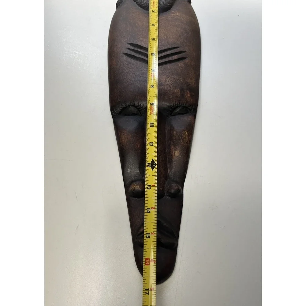 Vintage Carved Hard Wood African Style Mask Home Wall Decor 17